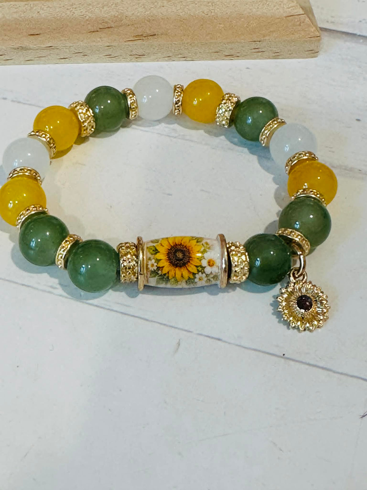 Sunflower Crystal Bead Bracelet