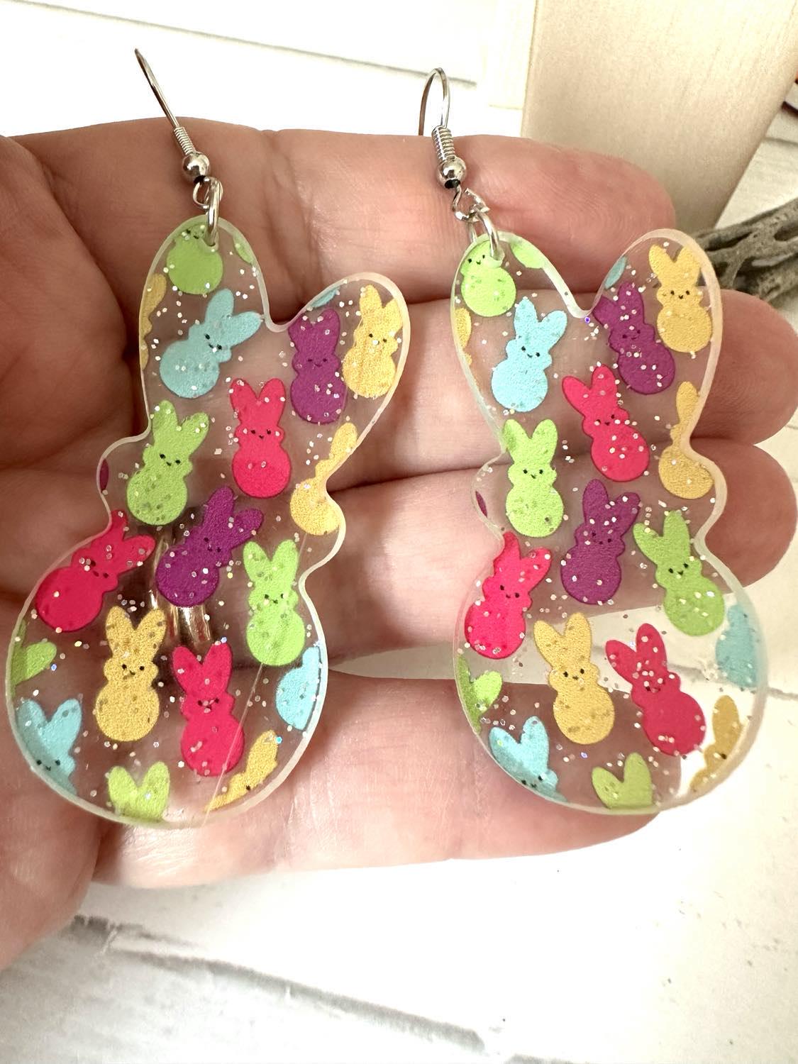 Acrylic Bunny Peep Earrings
