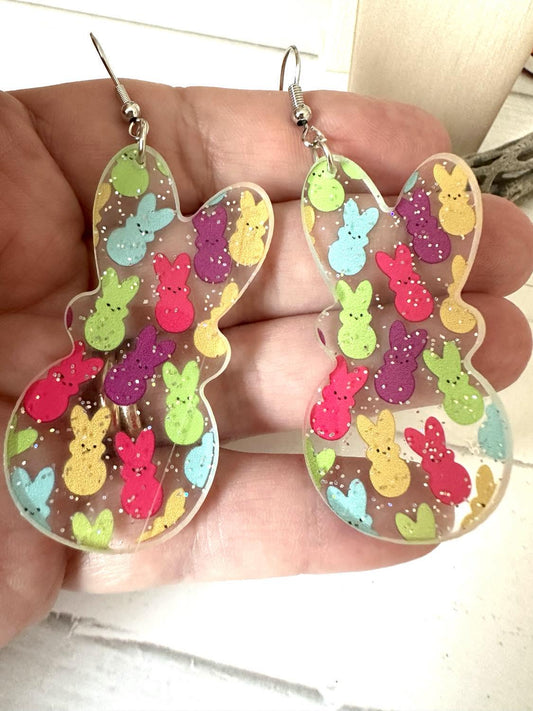 Acrylic Bunny Peep Earrings