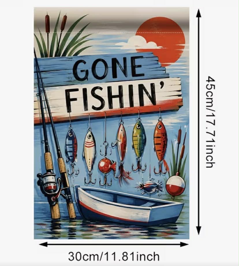 Gone Fishin Garden Flag