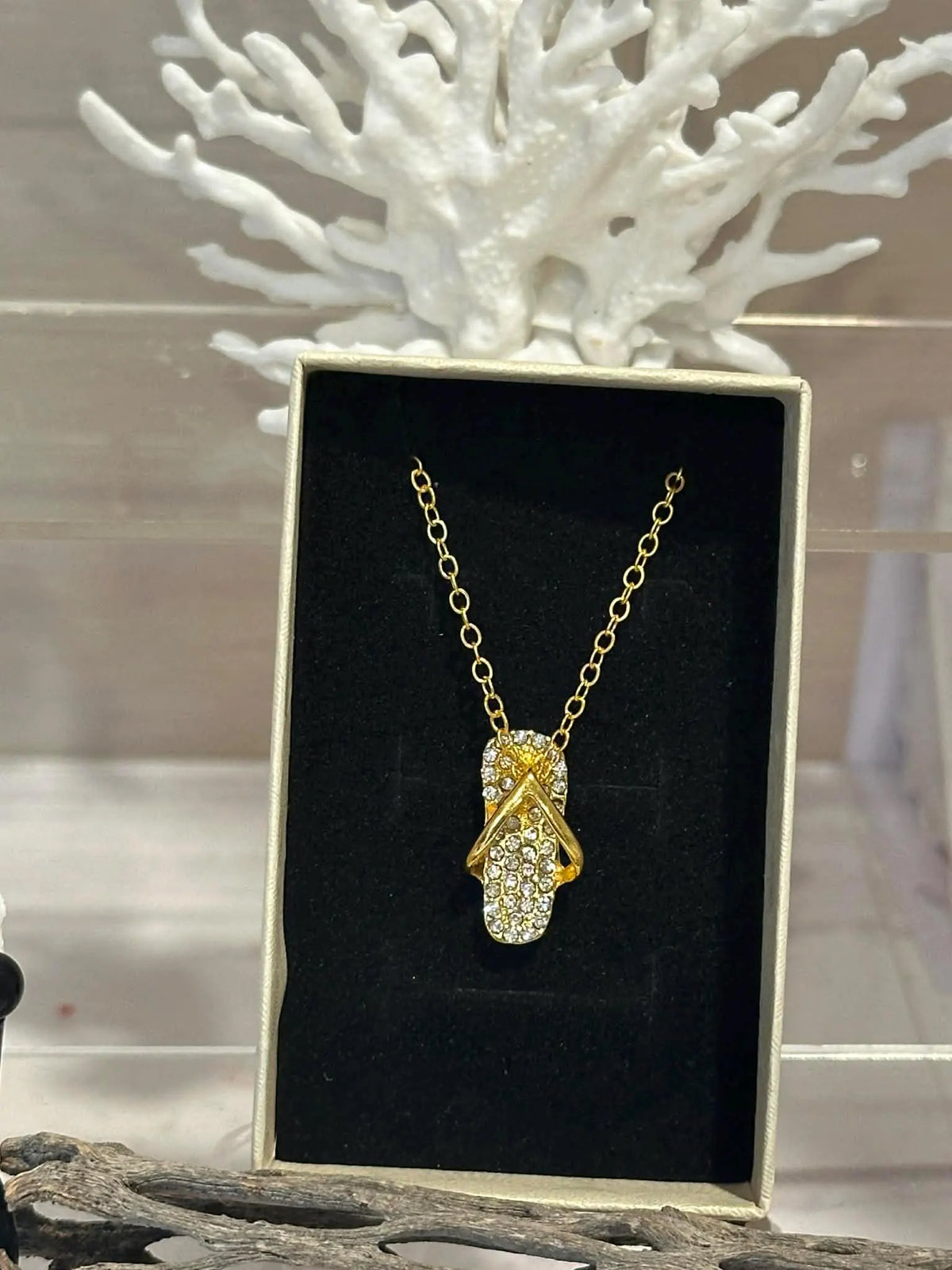 Rhinestone Flip Flop Necklace