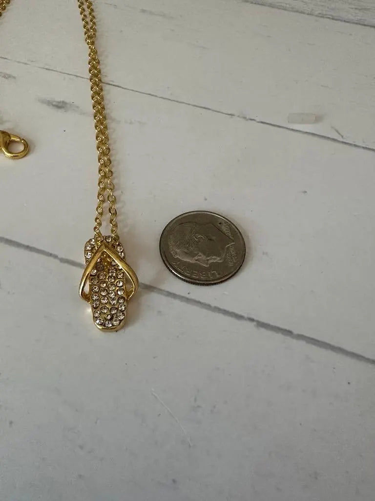 Rhinestone Flip Flop Necklace