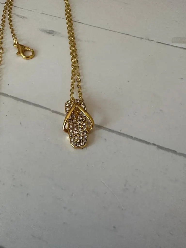Rhinestone Flip Flop Necklace