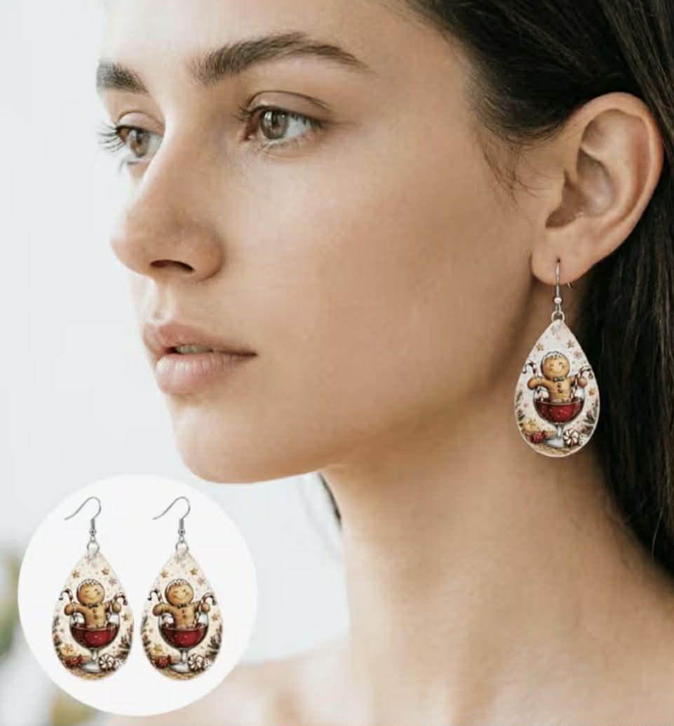 Gingerbread Man  Holiday Earrings