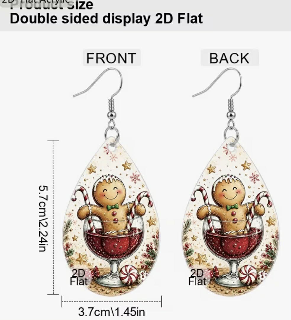 Gingerbread Man  Holiday Earrings