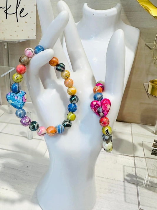 Colorful Heart Beaded Bracelets