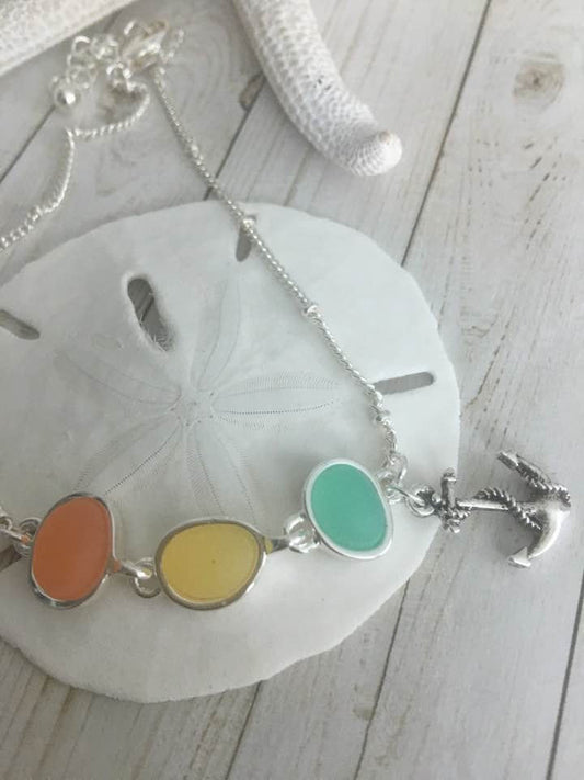 Sea Glass Anchor Anklet