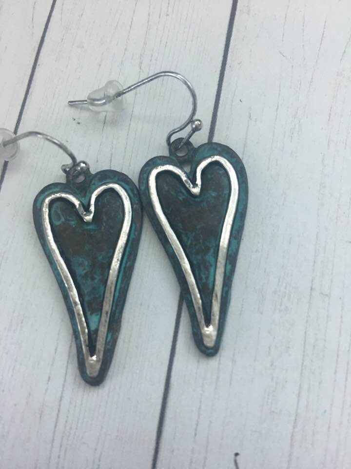Rustic Heart Earrings