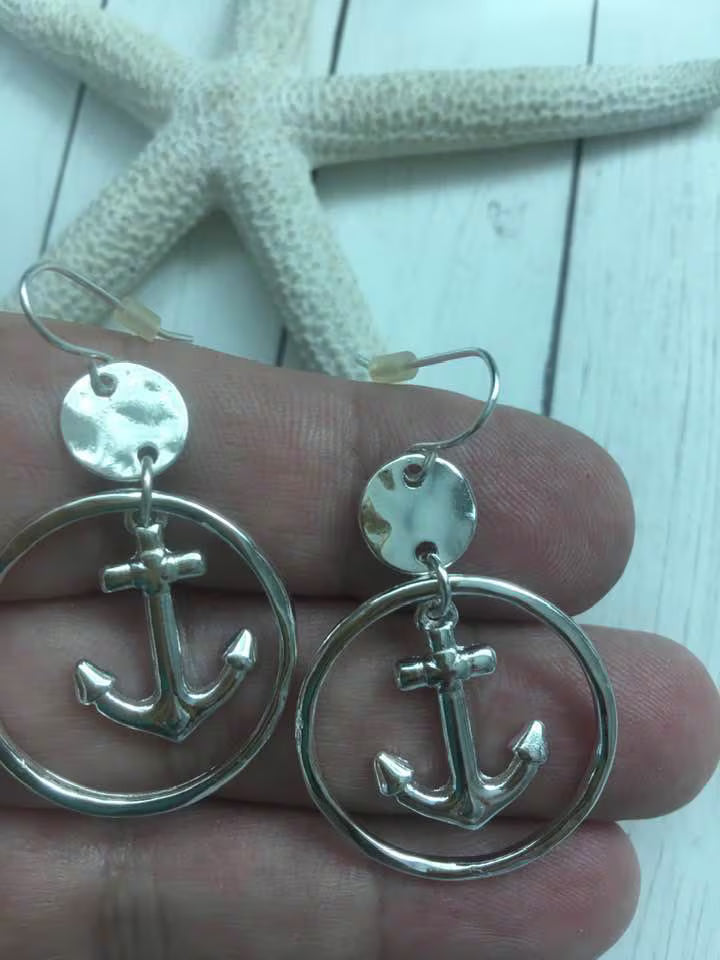 Anchor Hoop Earrings