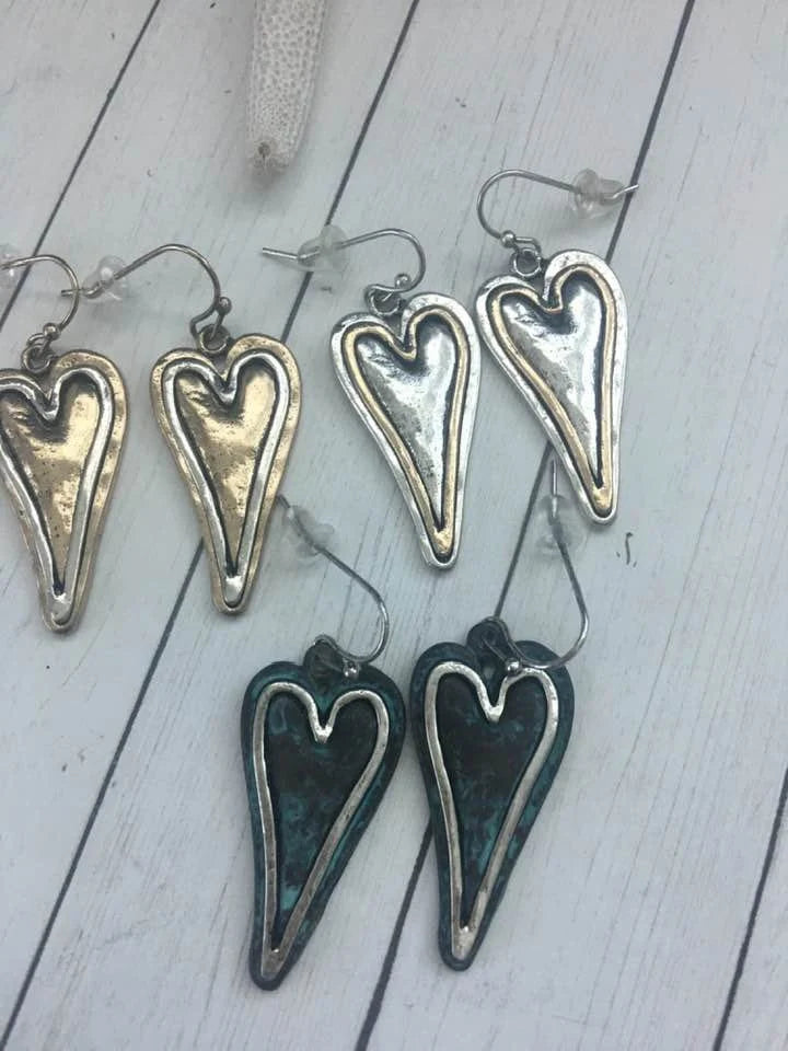 Rustic Heart Earrings