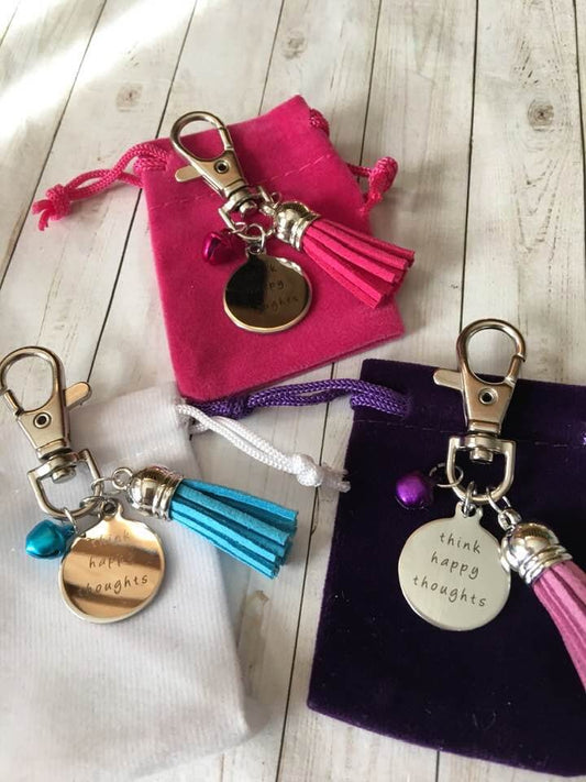 Think Happy Thoughts Tassel Clips