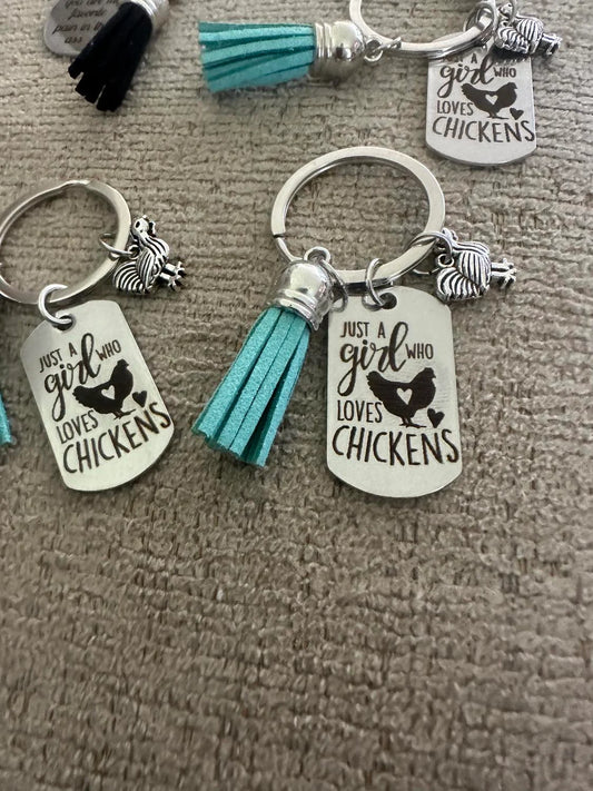 Just a Girl who Loves Chickens Keychain