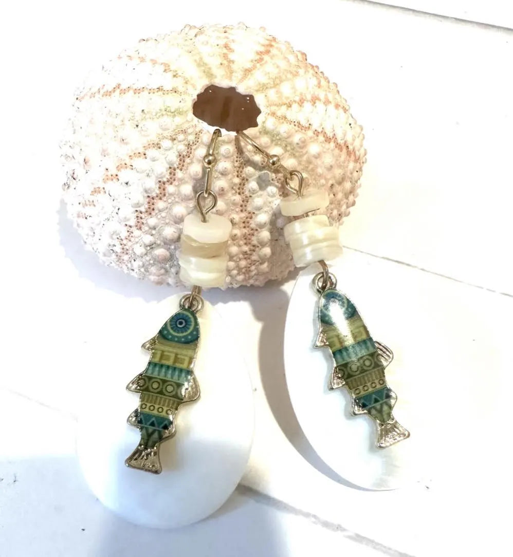 Dangle Shell Fish Earrings