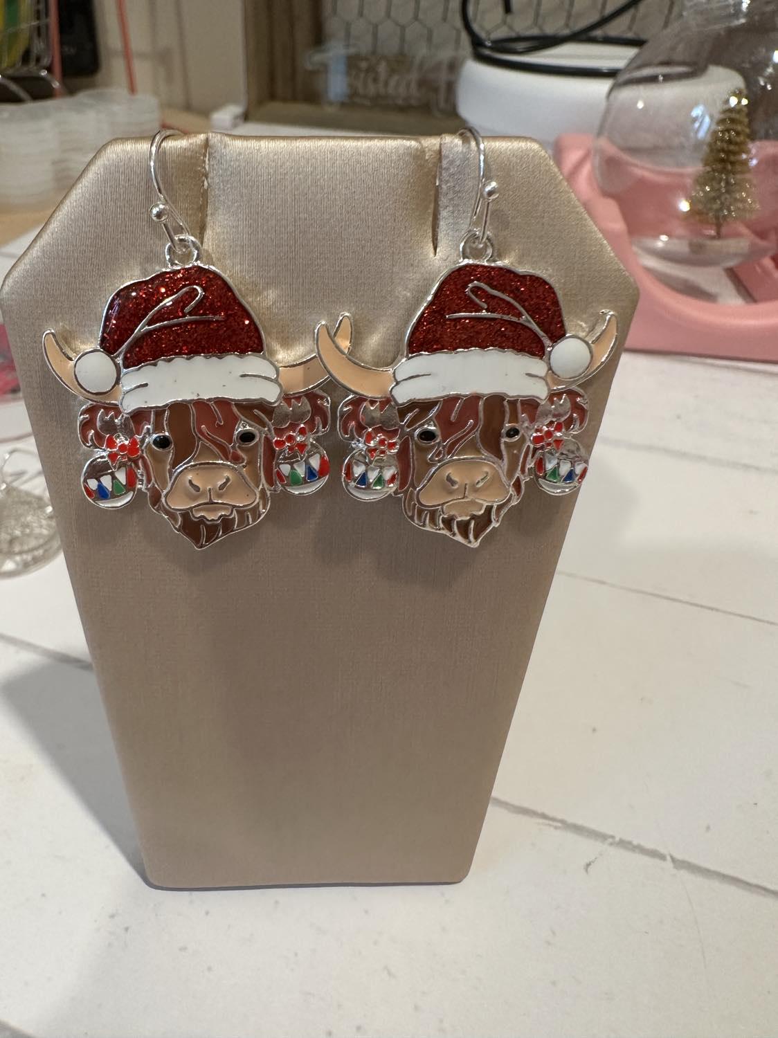 Christmas Cow Earrings