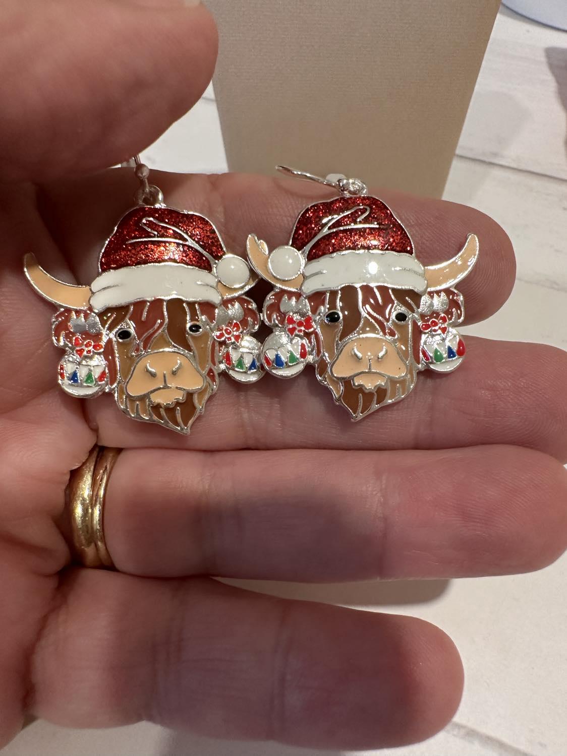 Christmas Cow Earrings