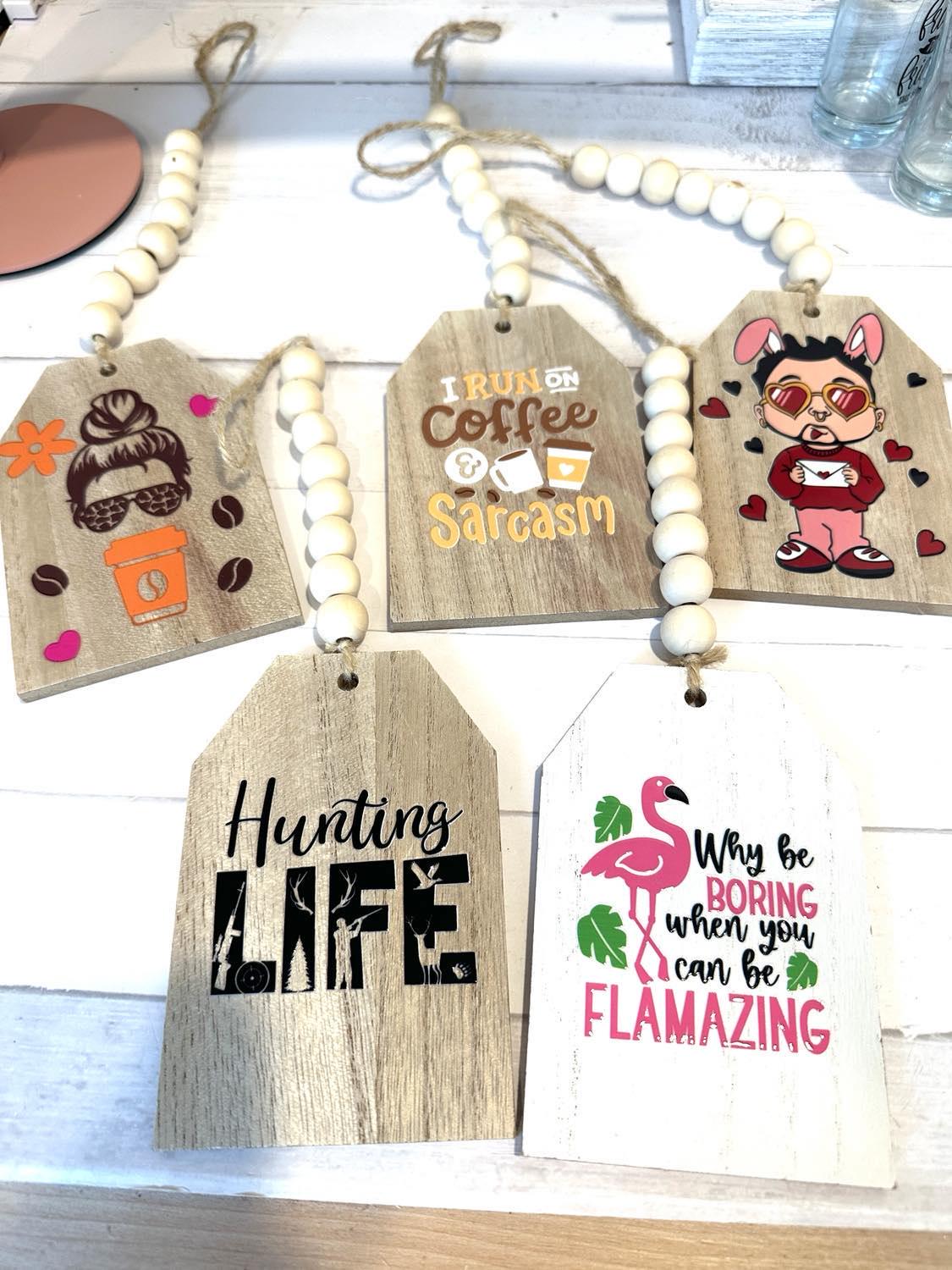 Wood Bead Tiered Tray Tags