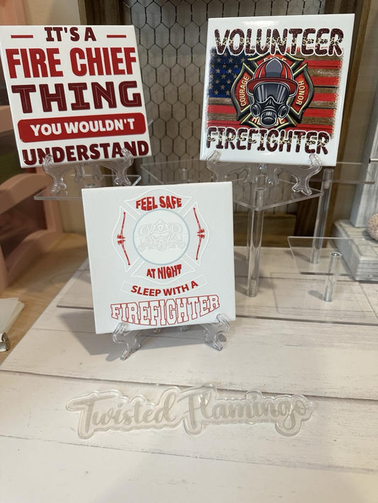 Fire Station Themed Ceramic Tile Art