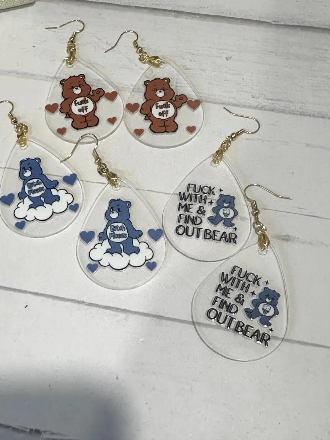 Swear Bear Earrings