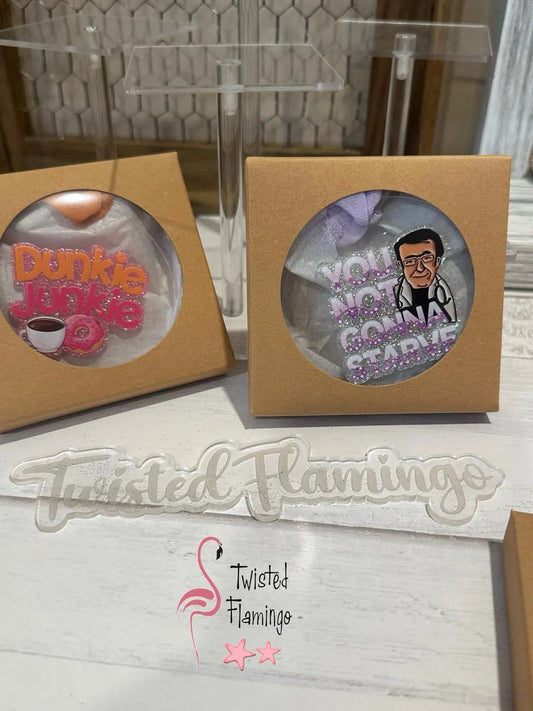 Acrylic Dunkin & Dr. Now Ornaments