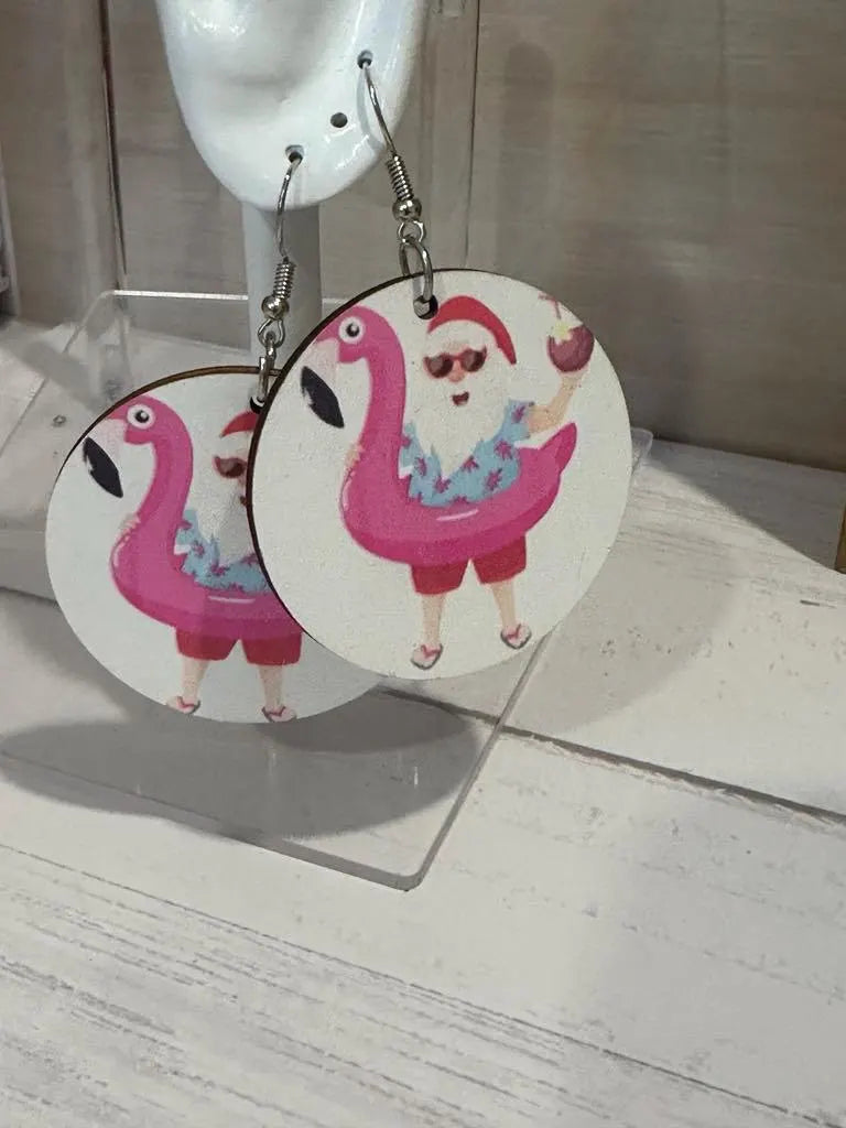Tropical Santa Earrings