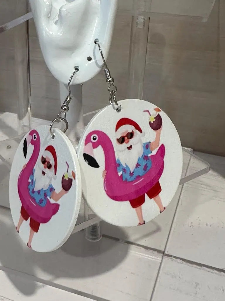 Tropical Santa Earrings