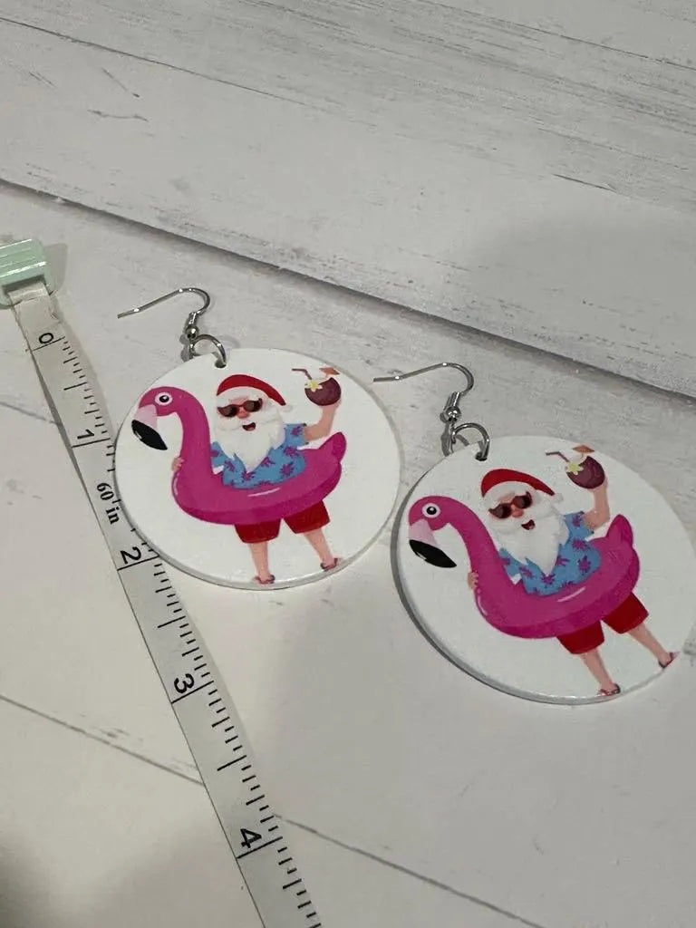 Tropical Santa Earrings