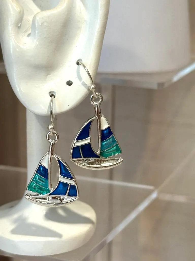Sea Glass Sailboat Earrings