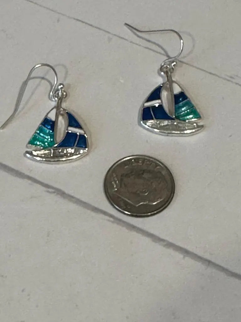 Sea Glass Sailboat Earrings