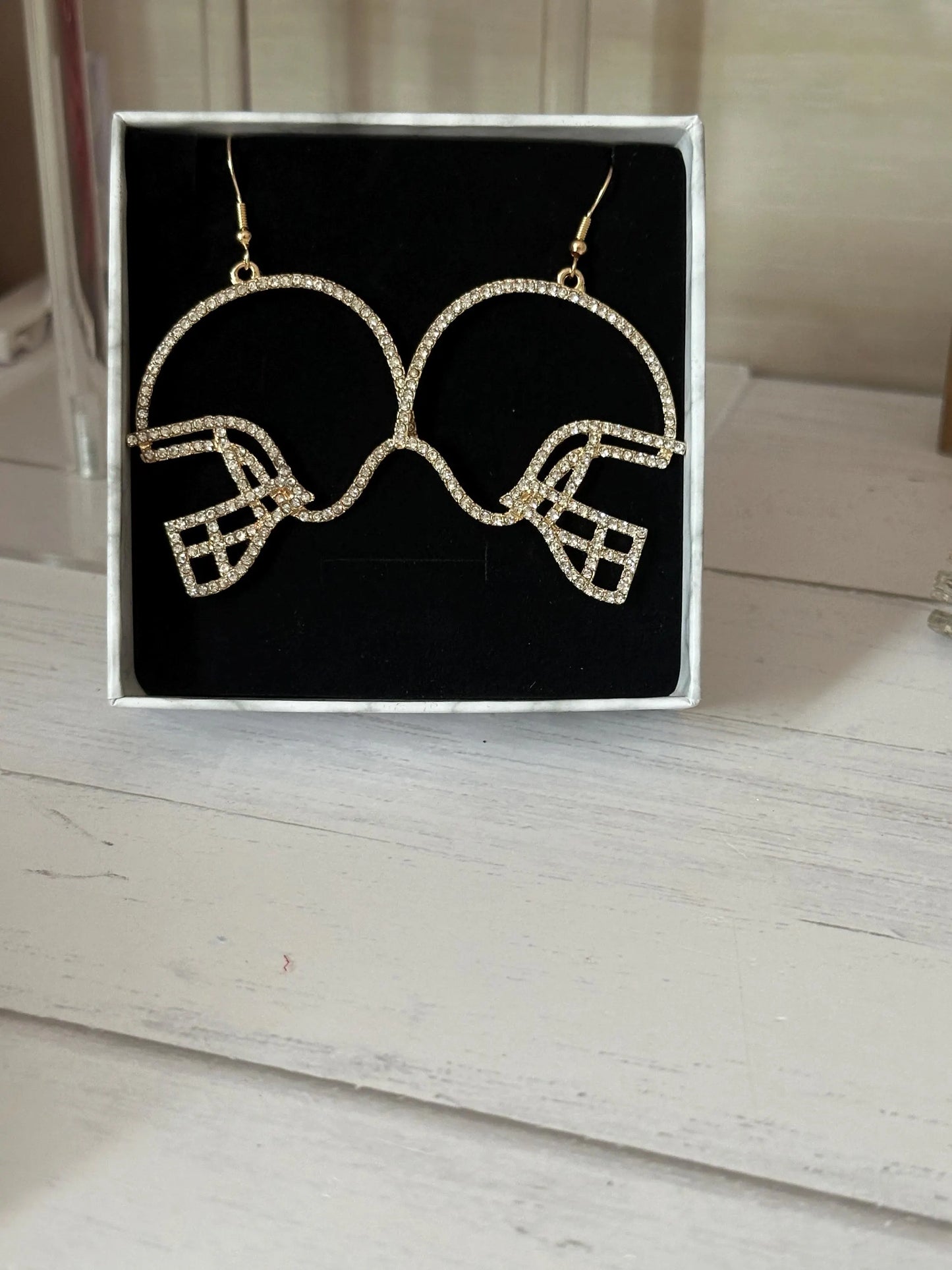 Rhinestone Football Earrings