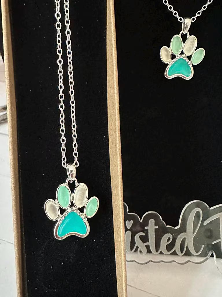 Sea Glass Paw Necklace