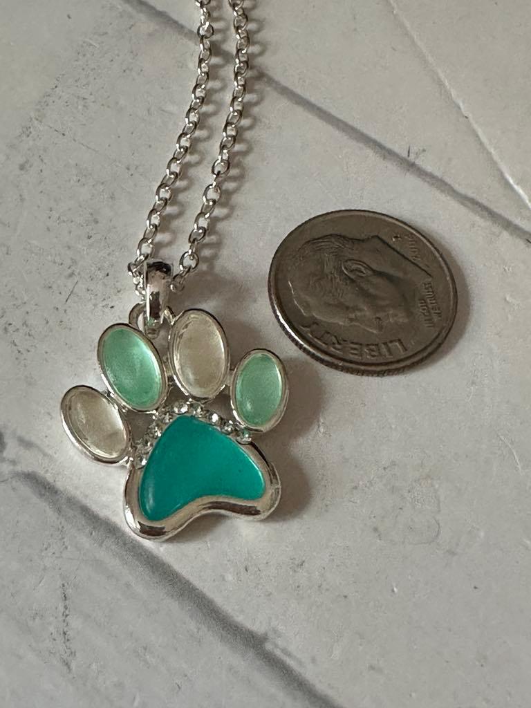 Sea Glass Paw Necklace