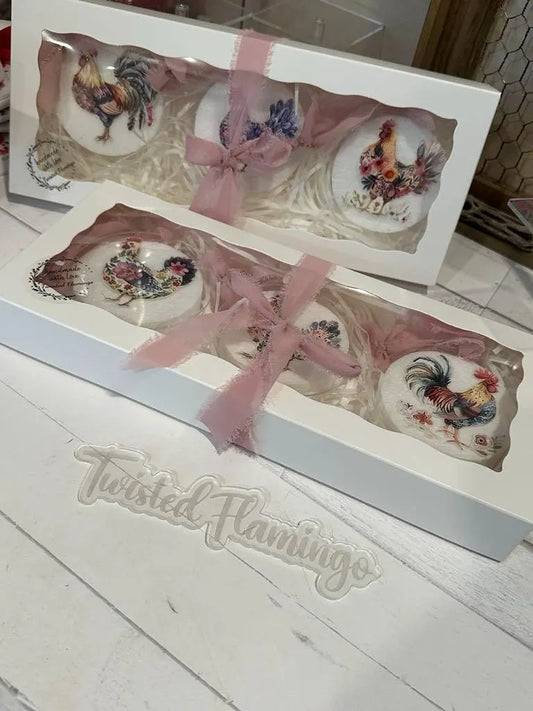 Floral Chicken Ornaments