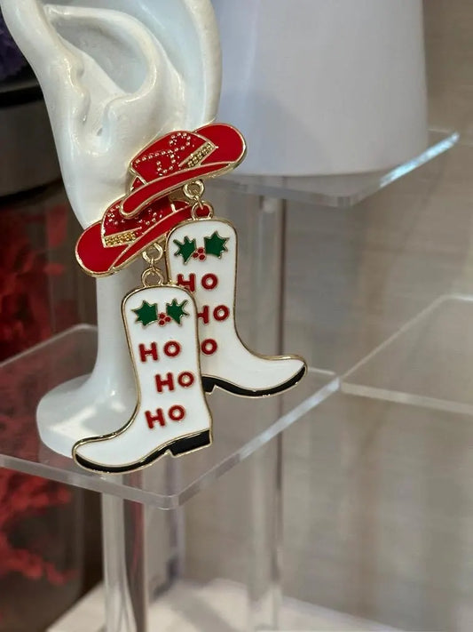 Christmas Cowboy Boot Earrings