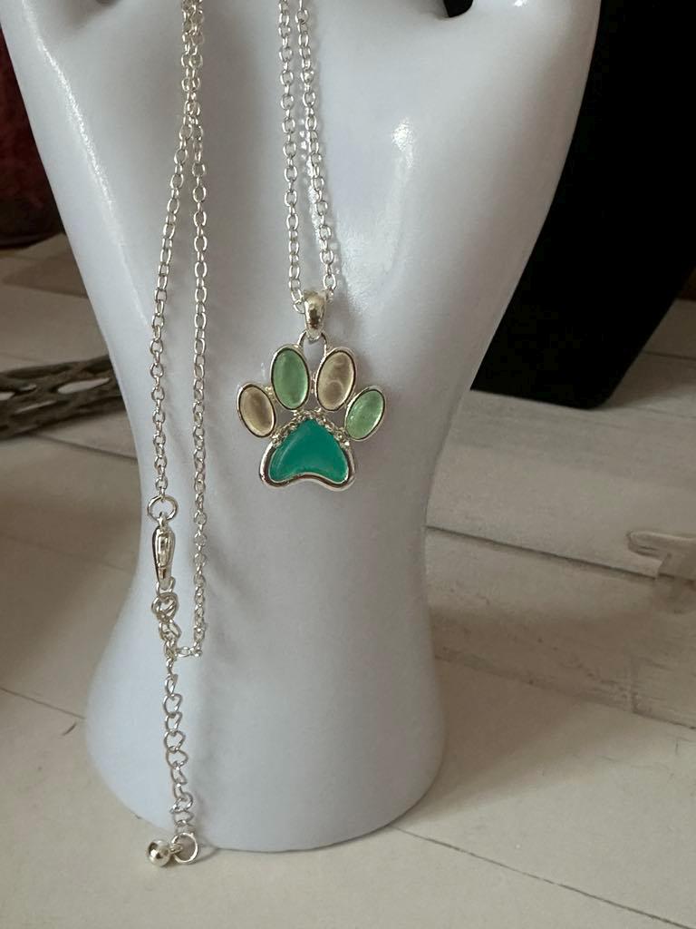 Sea Glass Paw Necklace