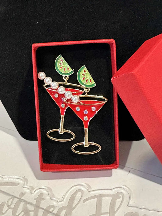 Watermelon Martini Earrings