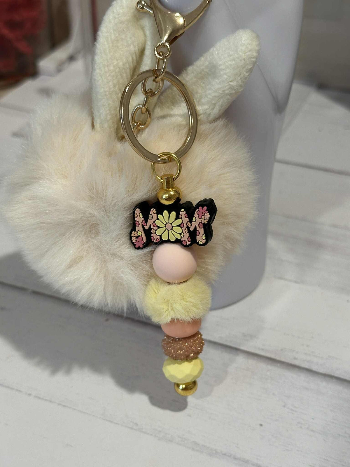 Bunny Ear Pom Pom Keychains