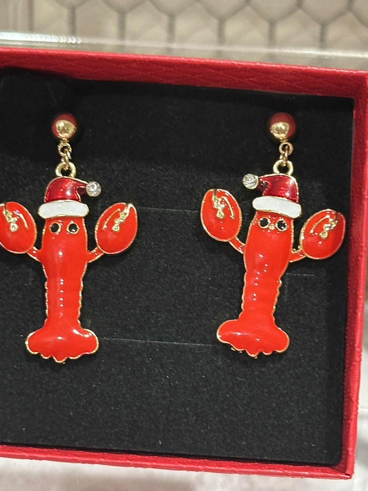 Lobster Christmas Earrings