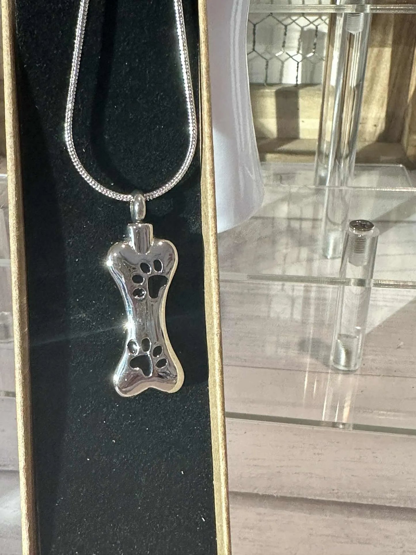 Dog Bone Cremation Urn Necklace