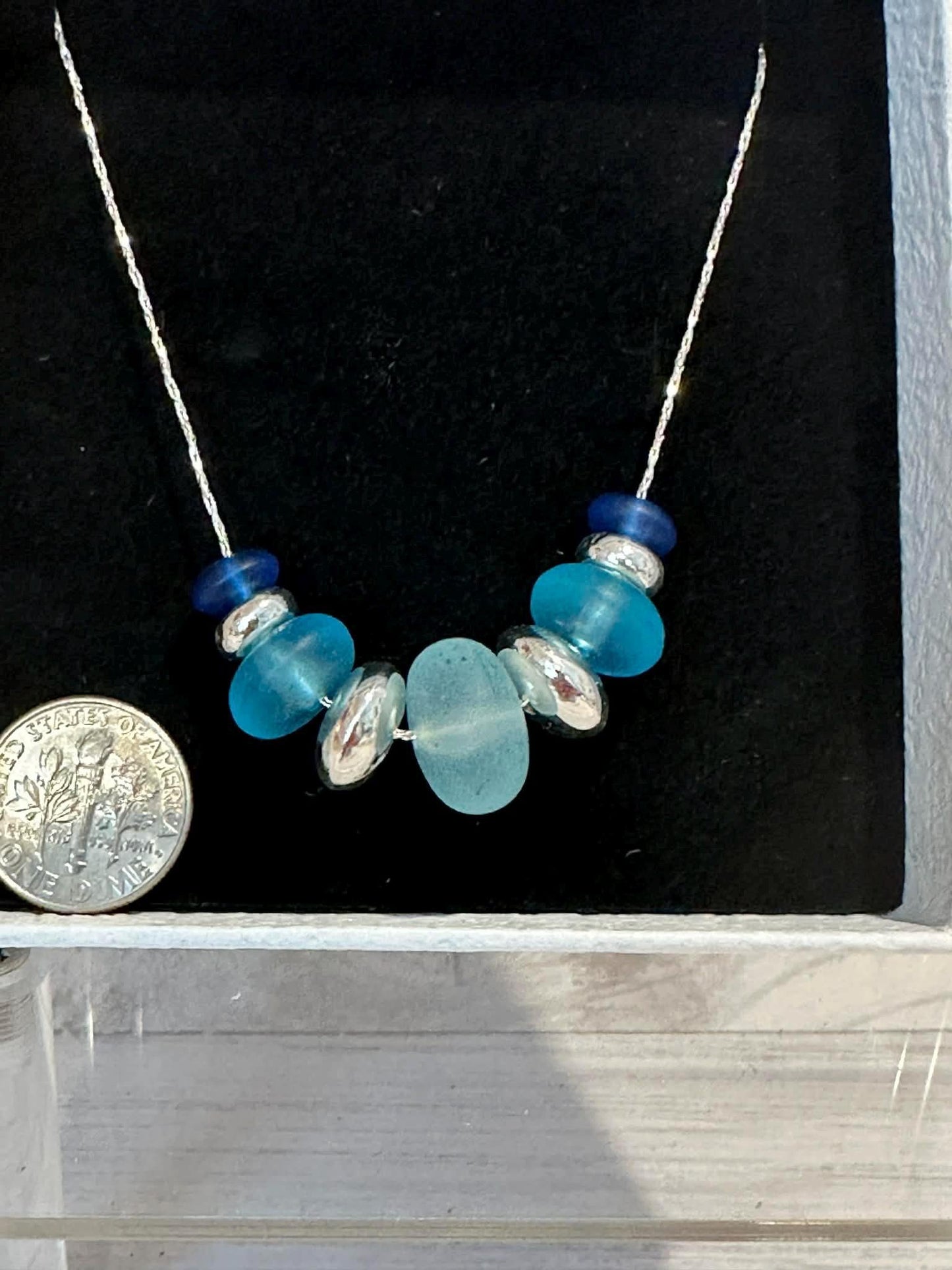 Blue Sea Glass Necklace