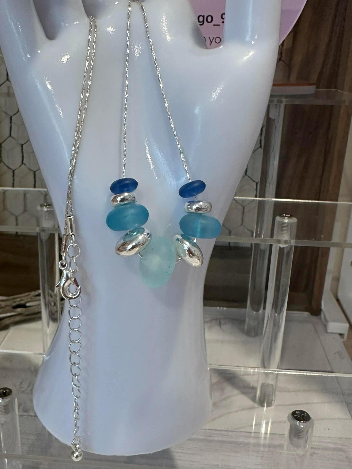 Blue Sea Glass Necklace