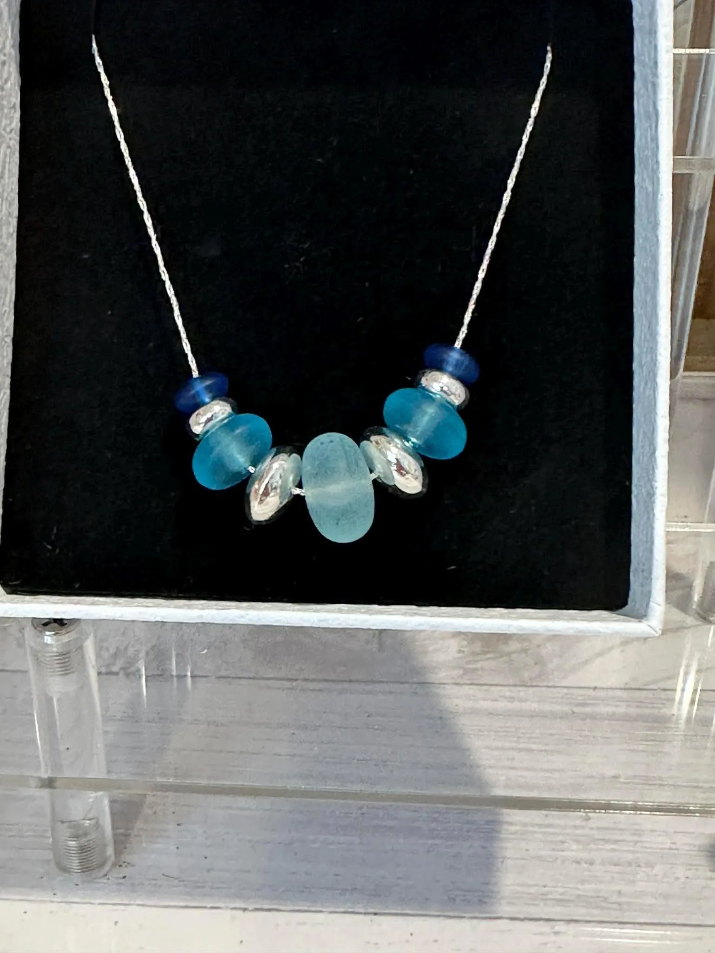 Blue Sea Glass Necklace