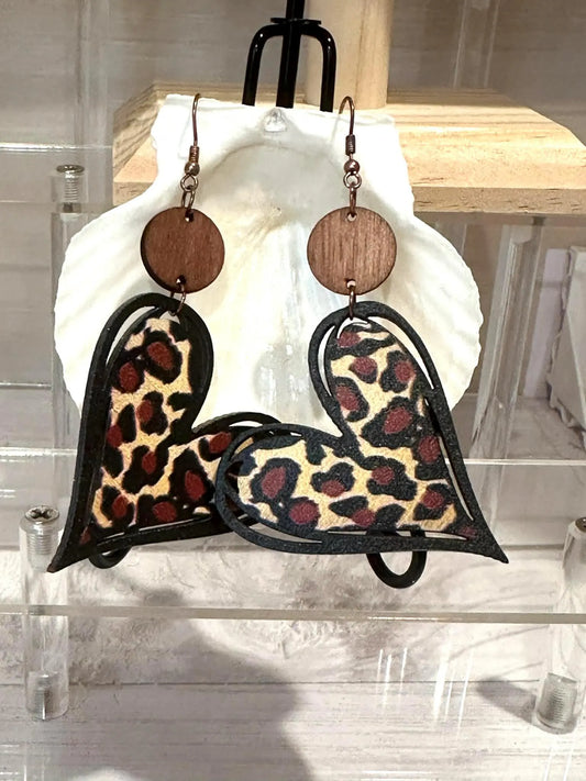 Leopard Heart Earrings