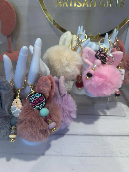 Bunny Ear pom Pom Keychain Bag Clips