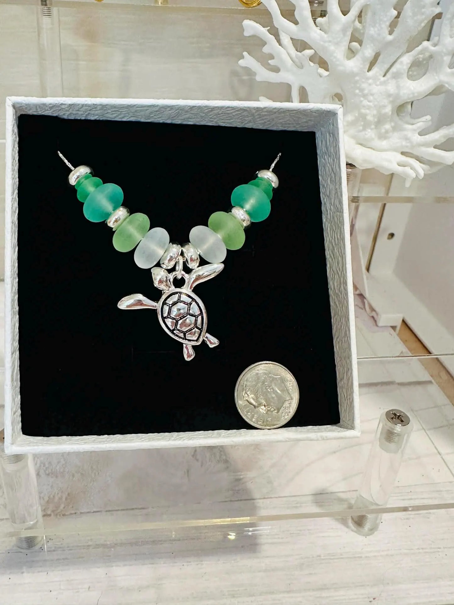Seaglass Sea Turtle Necklace
