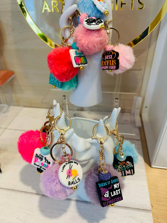 Mini Pom Pom Keychain/Purse Clips