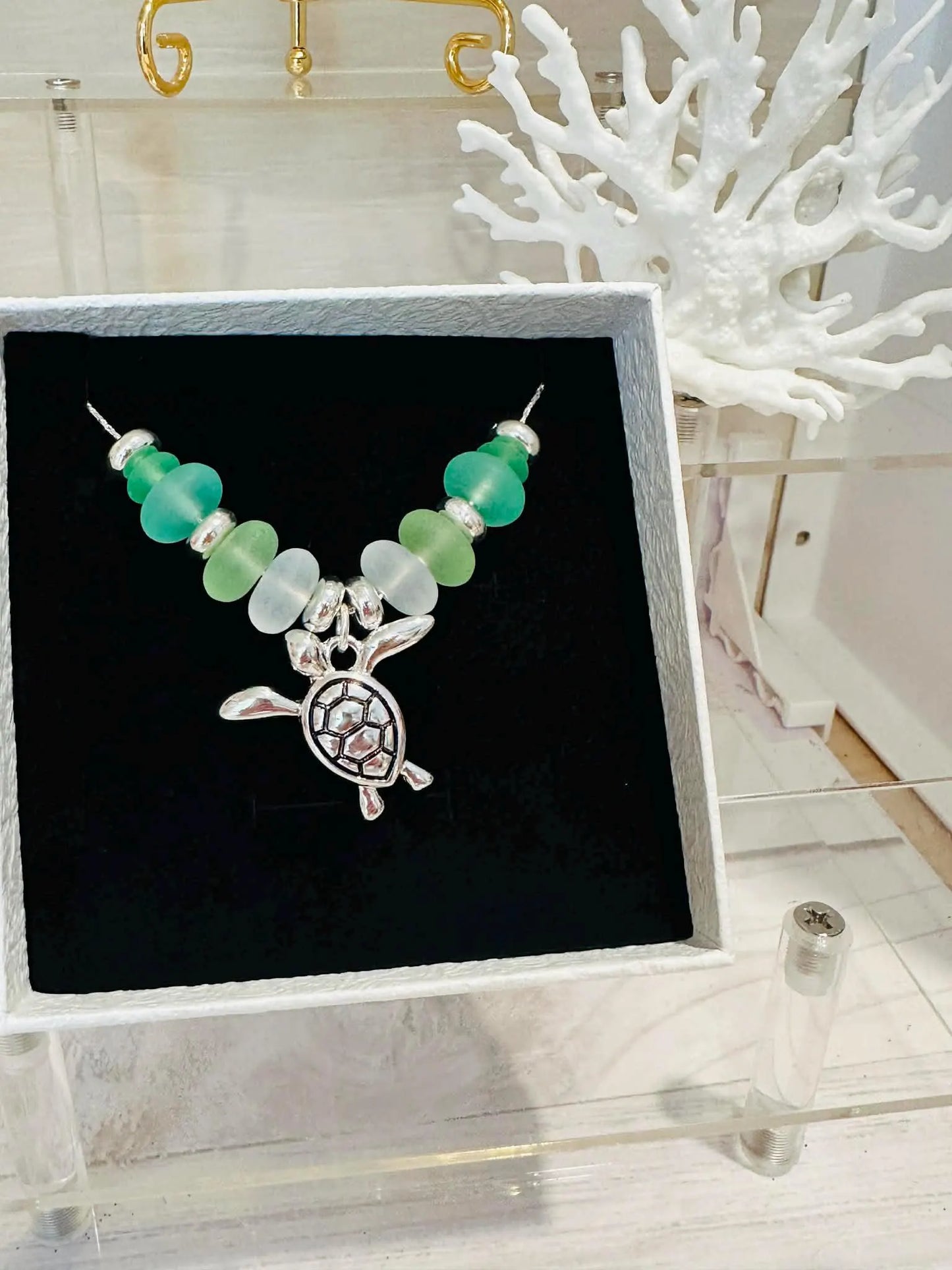 Seaglass Sea Turtle Necklace