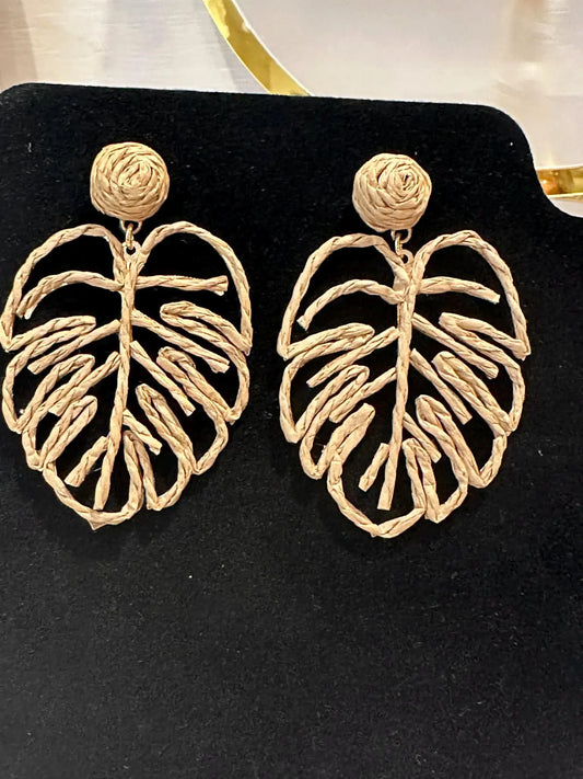 Rattan Monstera Earrings