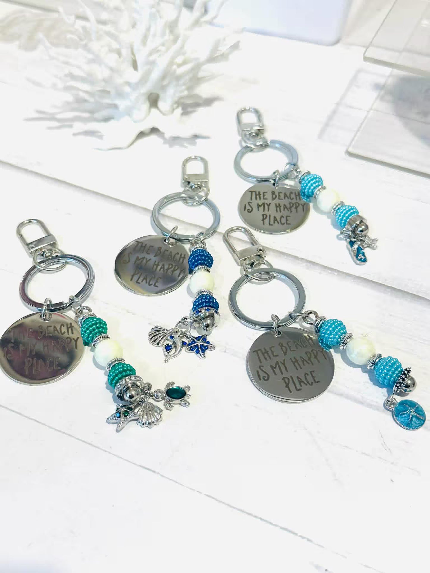 The Beach is My Happy Place Keychains