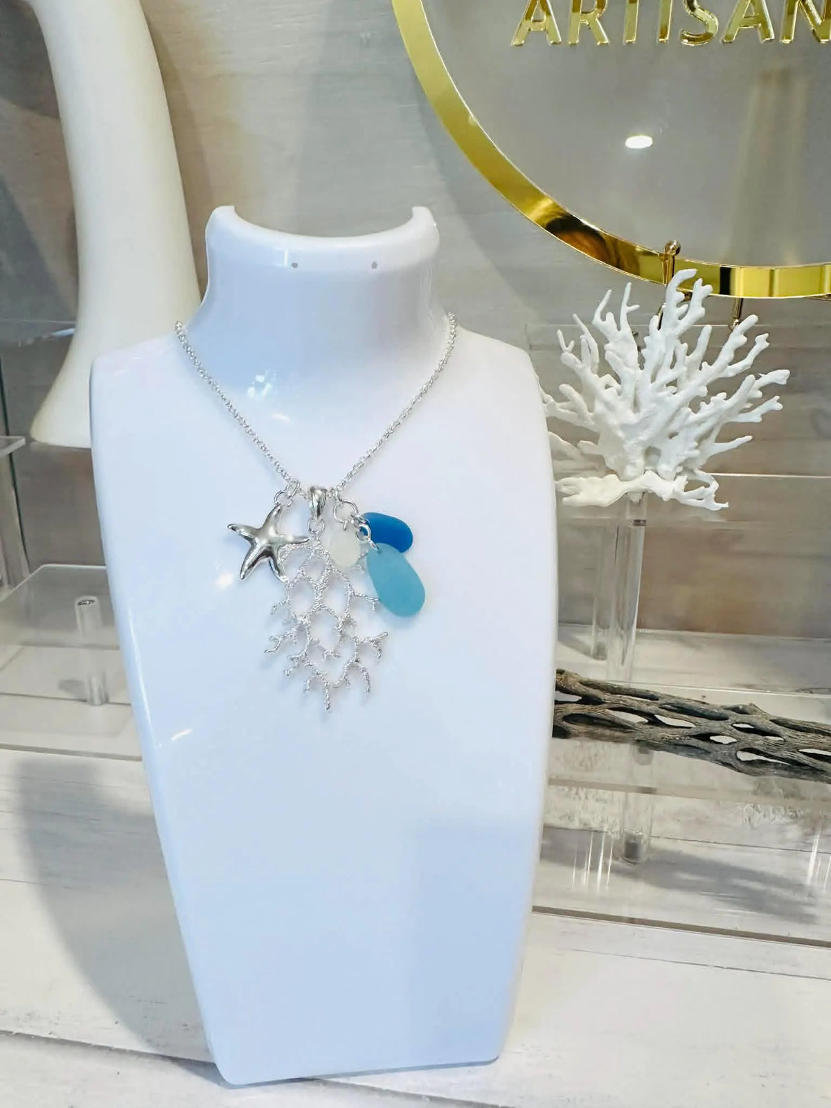 Sea Glass Coral Necklace