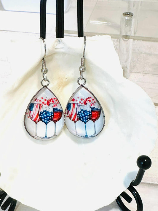 Patriotic Wine Earrings